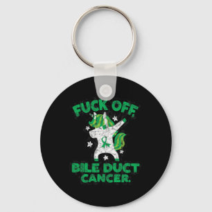 Fun Fck Off Bile Duct Cancer Quote With Unicorn Keychain