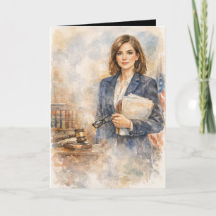 Fun Female Lawyer Watercolor Ezekiel 25-17 Card