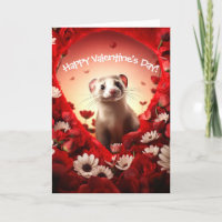 Fun Ferret in Flowers Valentine's Day