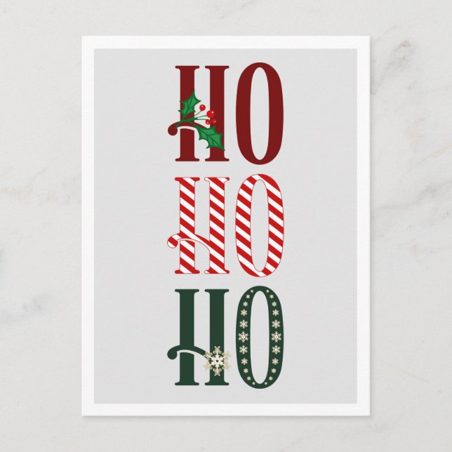 Fun Festif Noël Ho Ho Ho Holiday Carte postale (Devant)