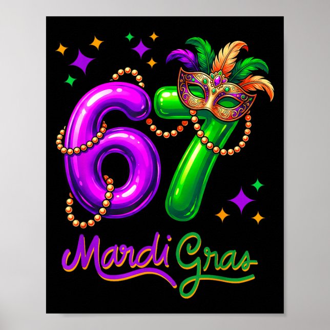 Fun Festive 67 Mardi Gras Party Balloons Beads Mas Poster (Front)