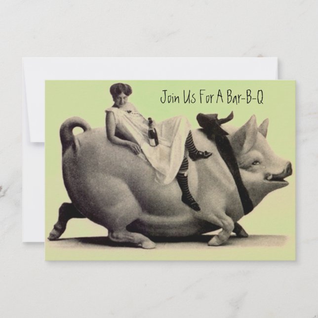 Fun & Festive Antique Barbeque Bar-b-q Invitations (Front)