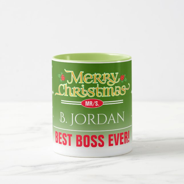 Fun Festive Best Boss Ever with Snowman Christmas Mug (Center)