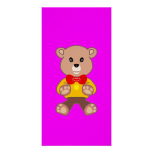Fun Festive Bowtie Teddy Bear Bright Pink Magenta  Poster