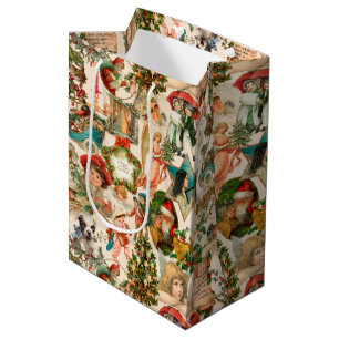Fun, Festive & Colourful Vintage Christmas Ephemer Medium Gift Bag