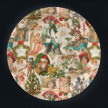 Fun, Festive & Colourful Vintage Christmas Ephemer Paper Plate<br><div class="desc">Happy and fun holiday collage featuring traditional elements associated with the best parts of Christmas through the years, including smiling angels, happy children, adorable puppy, winter holly, a decorated tree, plump snow birds, antique bicycle, presents, and of course a jolly Santa. Each element was extracted from Victorian Christmas cards, restored...</div>