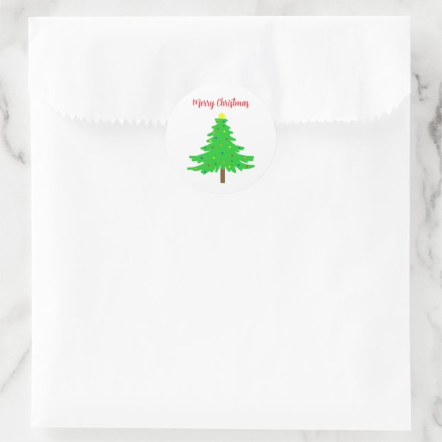 Fun Festive Merry Christmas Trees Classic Round Sticker (Bag)