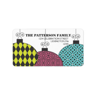 Fun Festive Modern Patterned Ornaments Address Label