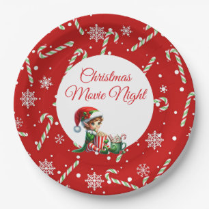 Fun Festive Movie Night Christmas Party Paper Plate