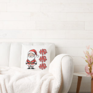 Fun Festive Santa Claus Ho Ho Ho Christmas Throw Pillow