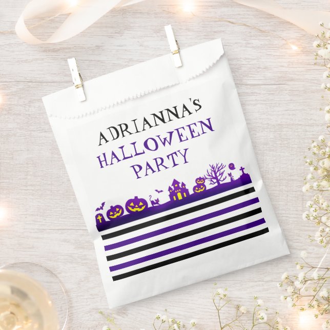 Fun & Festive Spooky Scene Custom Halloween  Favour Bag (Clipped)