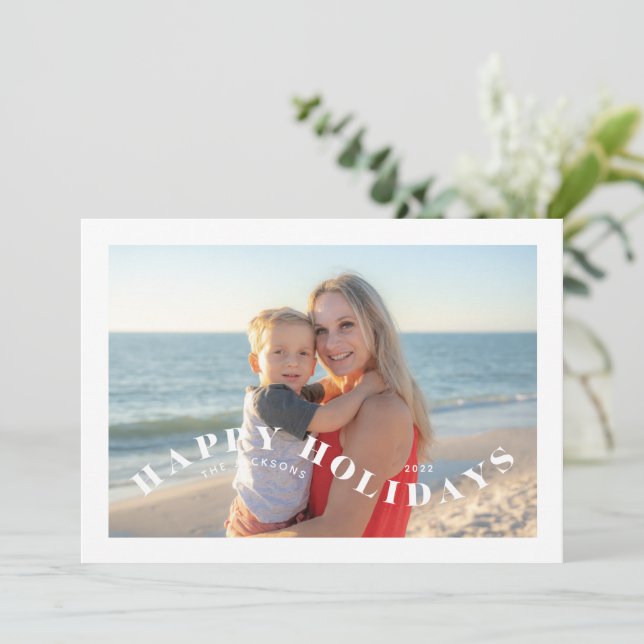 Fun Festive Swirl Photo Holiday Card (Standing Front)