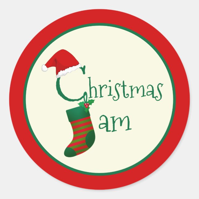 Fun Festive Whimsical Christmas Jam Sticker Étique (Devant)