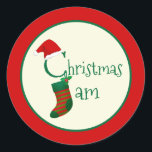 Fun Festive Whimsical Christmas Jam Sticker Label<br><div class="desc">Decorate your Christmas jam gift jars with these super cute festive sticker labels that are full of fun and whimsy. The C in Christmas is wearing a Santa hat and the J in jam is an adorable striped stocking with a sprig of holly and is hanging from the C. The...</div>