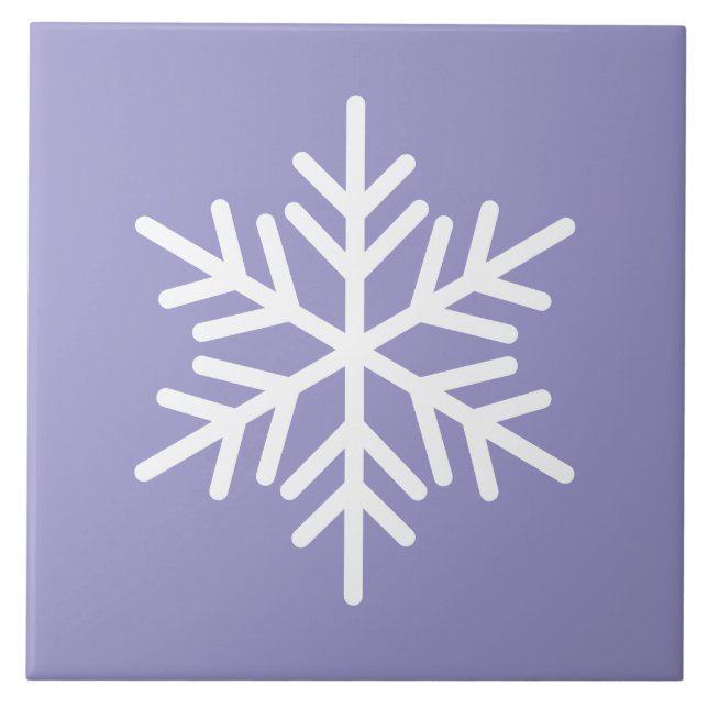 Fun Festive White Nordic Snowflake On Light Purple Tile (Front)