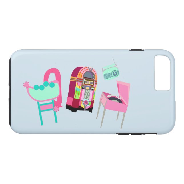 Fun Fifties Music Time Retro Cartoon Art Design Case-Mate iPhone Case (Back (Horizontal))