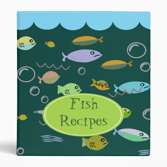 Fun Fifties Retro Cartoon Ocean Fish Swanky Art Binder (Front)