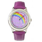 Fun filles arc-en-ciel violet nom poignet montre
