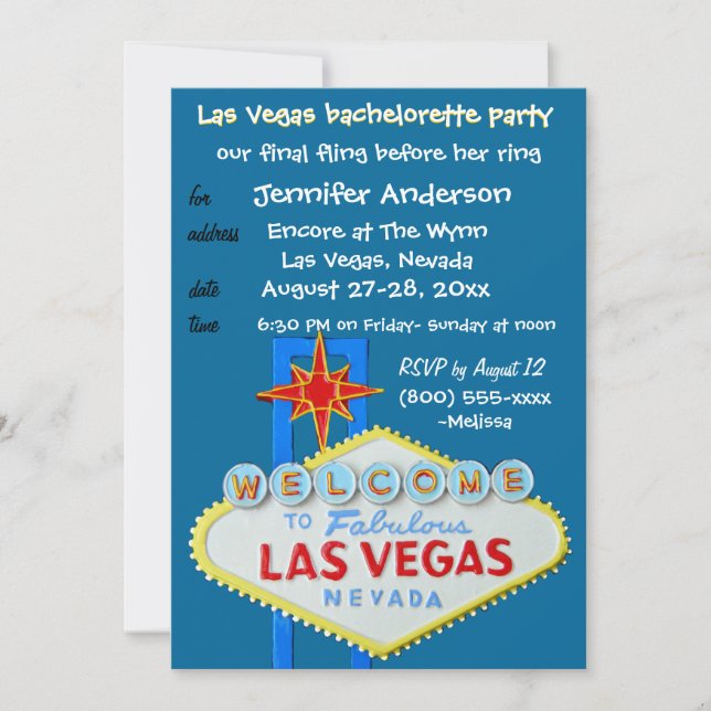 Fun Final Fling in Las Vegas for Her Invitation (Front)