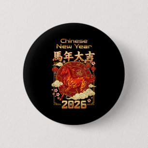 Fun Fire Horse 2026 Lunar New Year Energy Adventur 2 Inch Round Button