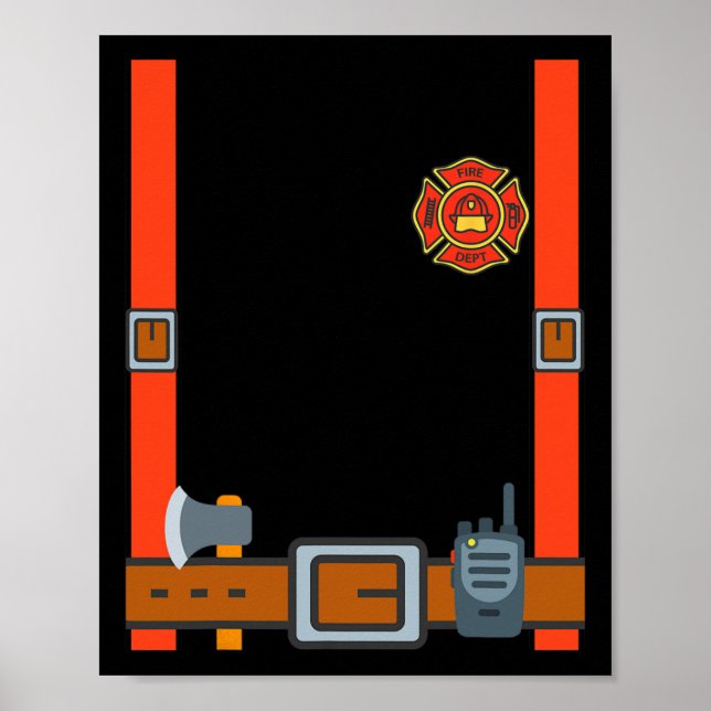 Fun Fireman Halloween - Firefighter Cosplay Costum Poster (Front)