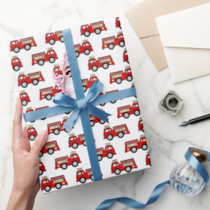 Fun firetruck pattern party wrap wrapping paper