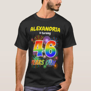 Fun Fireworks, Rainbow Look "46", 46th Birthday T-Shirt