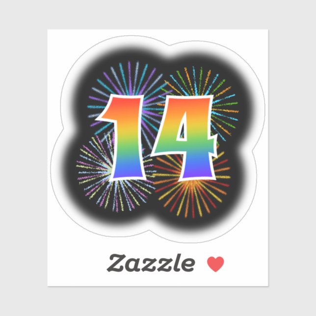 Fun Fireworks + Rainbow Pattern "14" Event # (Sheet)