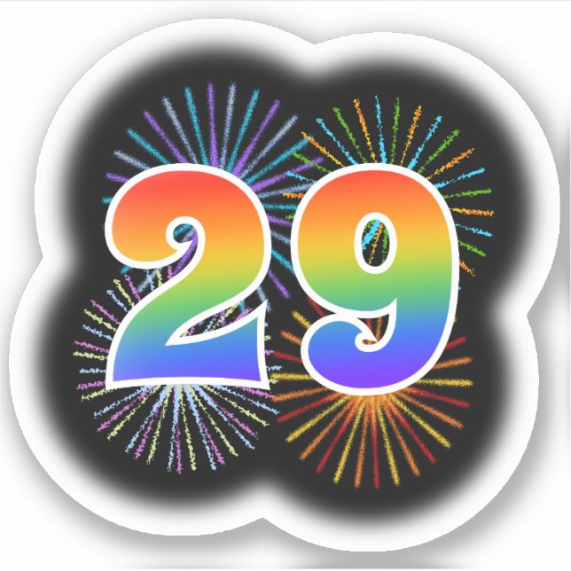 Fun Fireworks + Rainbow Pattern "29" Event # (Front)