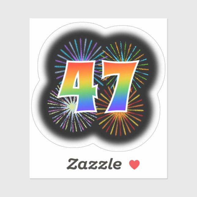 Fun Fireworks + Rainbow Pattern "47" Event # (Sheet)