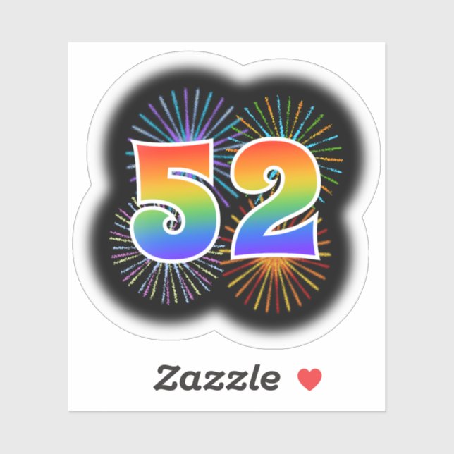 Fun Fireworks + Rainbow Pattern "52" Event # (Sheet)