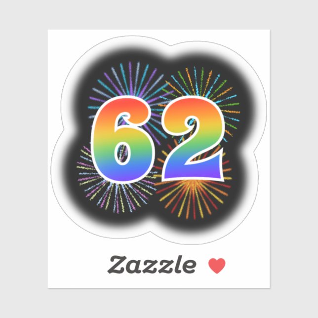 Fun Fireworks + Rainbow Pattern "62" Event # (Sheet)