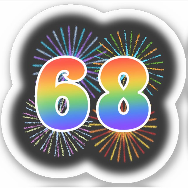 Fun Fireworks + Rainbow Pattern "68" Event # (Front)