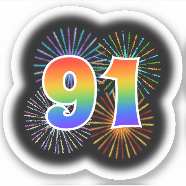 Fun Fireworks + Rainbow Pattern "91" Event # (Front)