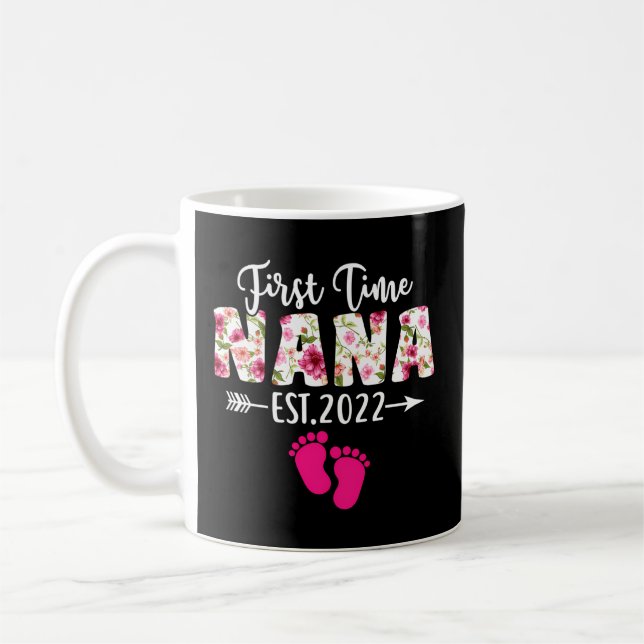 Fun First Time Nana Est 2022 Flowers Mother'S Day Coffee Mug (Left)