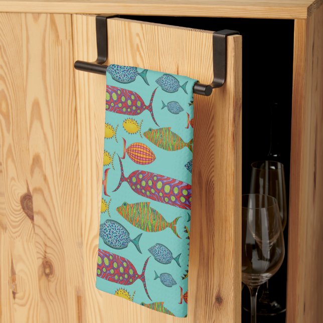Fun fish  kitchen towel (Thirds Fold)