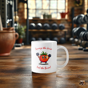 Fun Fitness with Cute Tomato - Workout Motivation Large Coffee Mug