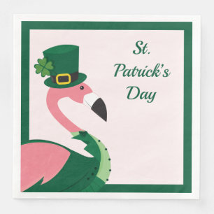 Fun Flamingo Animal Pink St Patrick’s Day Napkin