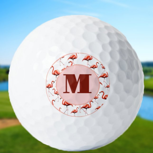 Fun Flamingo pink monogram ladies personalized Golf Balls (Creator Uploaded)
