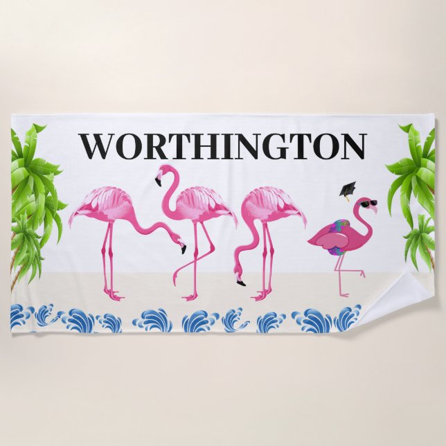 Fun Flamingos Beach Towel (Front)