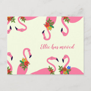 Fun Flamingos New Address Announcement Postcard