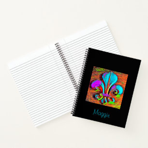 Fun Fleur De Lis Mardi Gras Personalized Notebook