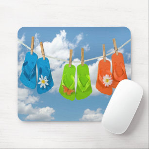Fun Flip-Flops On Clothesline Mouse Pad