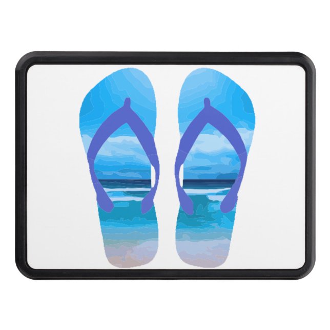 Fun Flip Flops Summer Beach Art for Vacation Trailer Hitch Cover (Front)