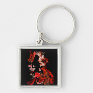 Fun flirty adult romantic woman on red keychain