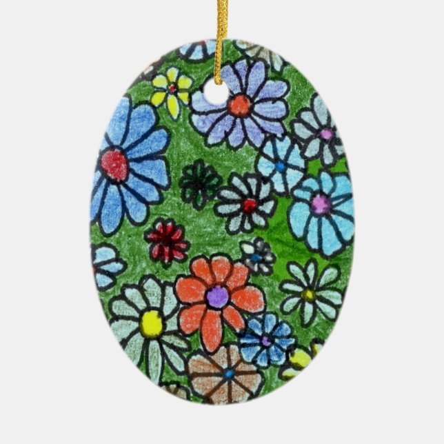 "Fun Floral #2" Floral Ornament (Front)
