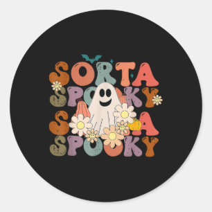 Fun Floral Ghost Halloween Fall Pumpkin Retro Sort Classic Round Sticker