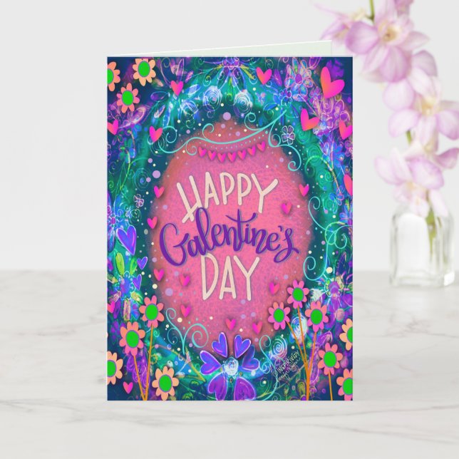 Fun Floral Happy Galentine’s Day Pretty Friend  Card (Orchid)