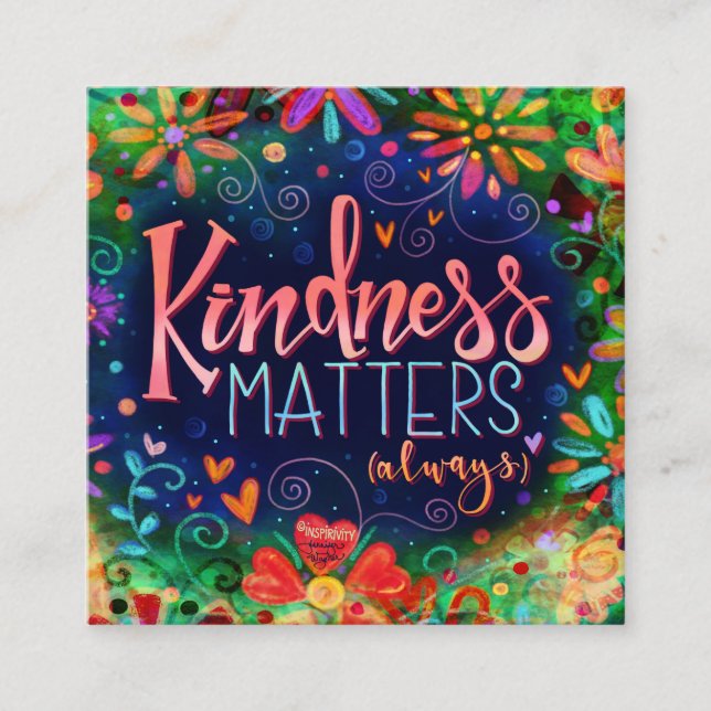 Fun Floral Heart Inspirational Kindness cards (Front)