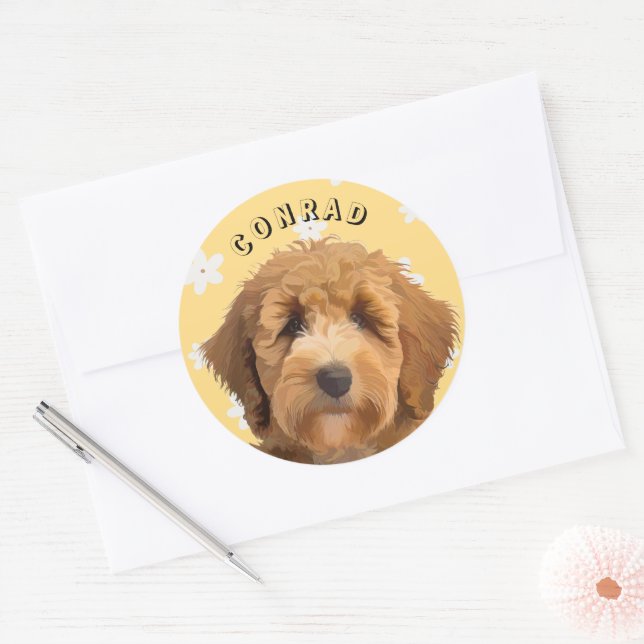 Fun Floral Labradoodle Stickers Cute Retro Design  (Envelope)